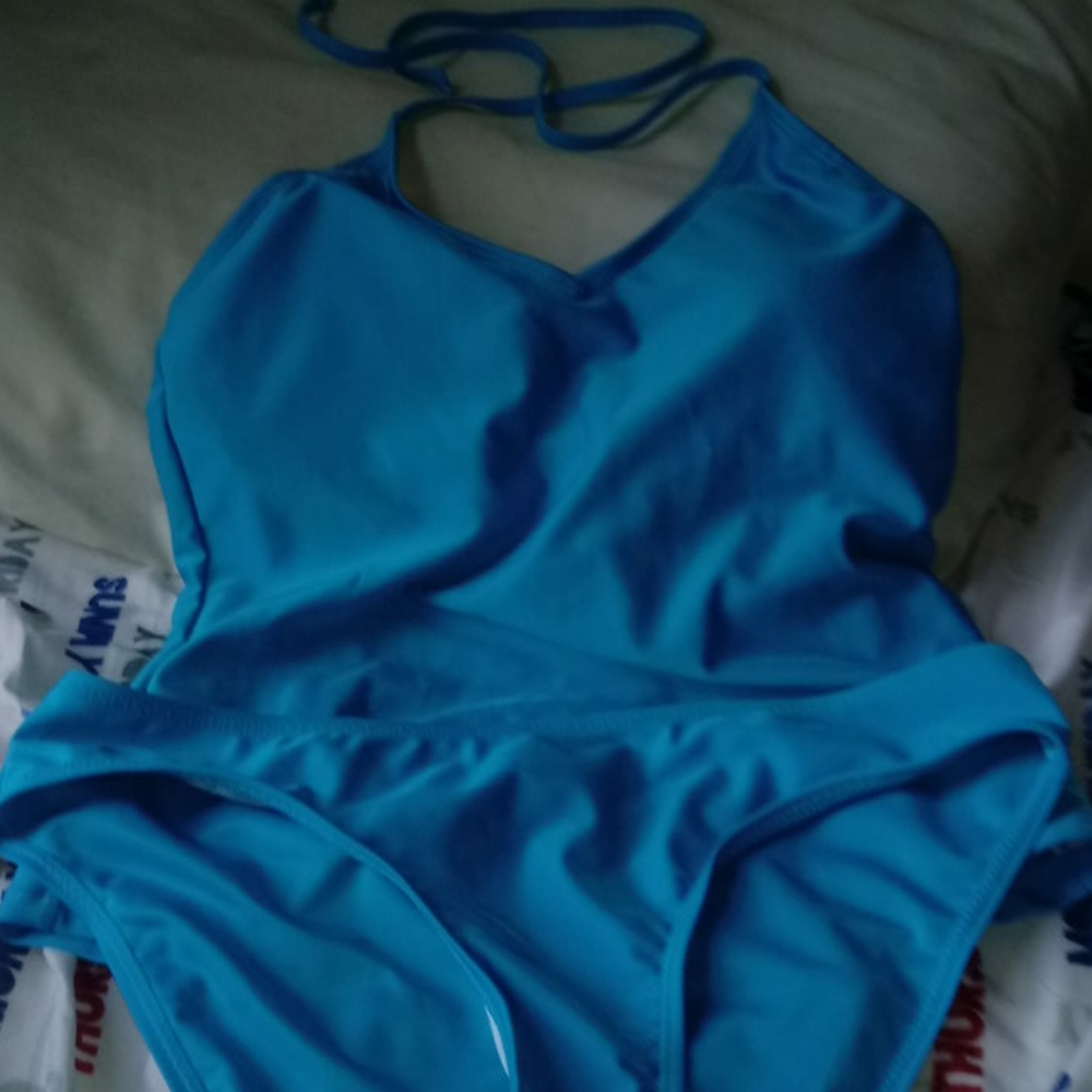 A teal swimming suit
